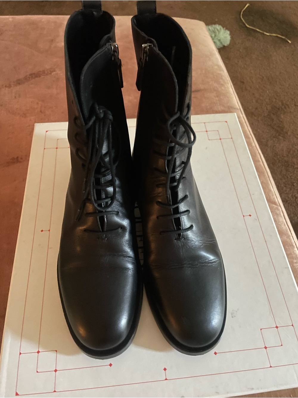 Manolo Blahnik Black Leather Lace-Up Ankle Boots - Picture 9 of 9